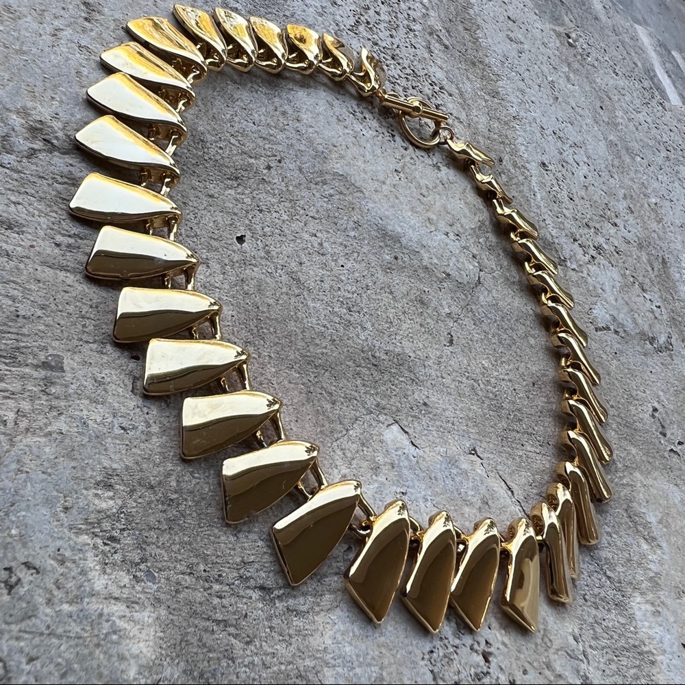 Chunky gold necklace choker toggle clasp Anne Klein vintage 90s - Picture 3 of 5